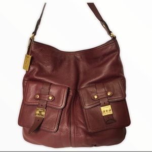 RALPH LAUREN Burgundy Red Hobo Shoulder Bag